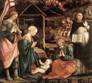 Fra Filippo Lippi - Adoration of the Child with Saints 1460-65